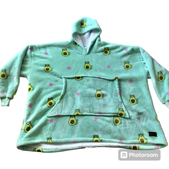 Tirrinia Wearable Blanket Snuggie Oversized Hoodie Avocado cat Blanket adult - Picture 5 of 11